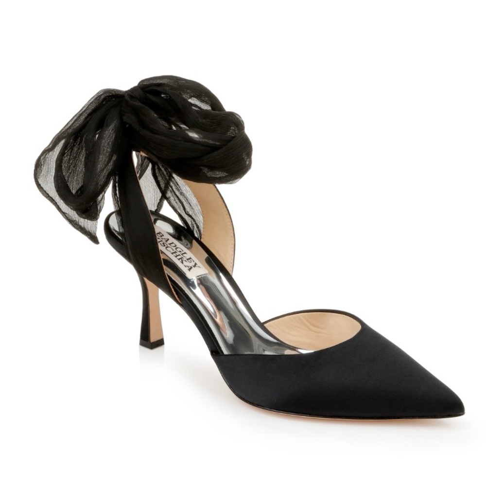 Badgley Mischka Black Blaze Satin Bow Heel
